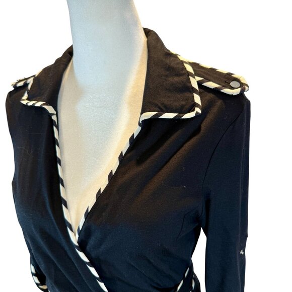 Diane von Fürstenberg Black & White Trim Wrap Dress - Picture 2 of 11